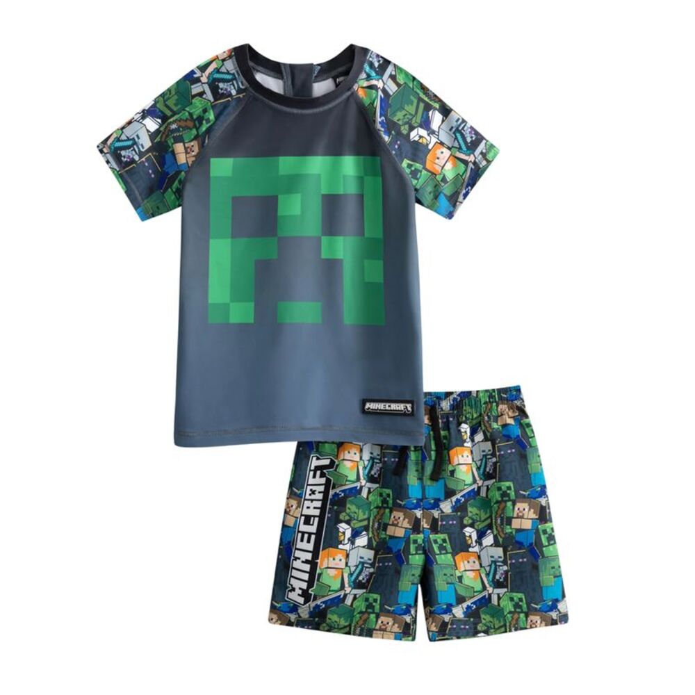 Minecraft Boys Character Logo Swim Set / Green